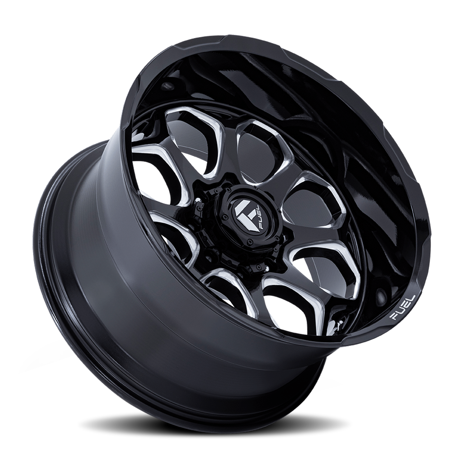 Aluminum Wheels 20X10 Scepter FC862 BE Gloss Black Milled Fuel Off Road Wheels