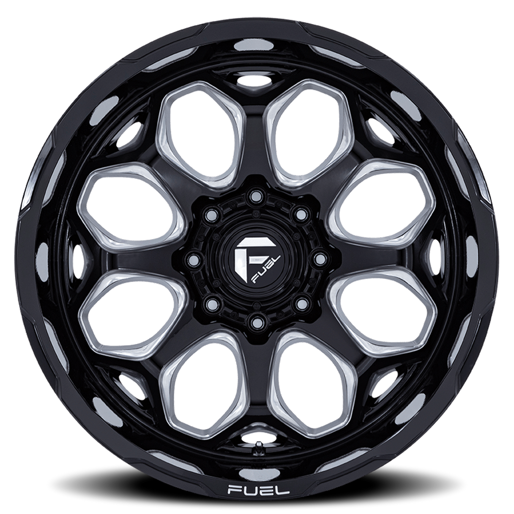 Aluminum Wheels 20X10 Scepter FC862 BE Gloss Black Milled Fuel Off Road Wheels