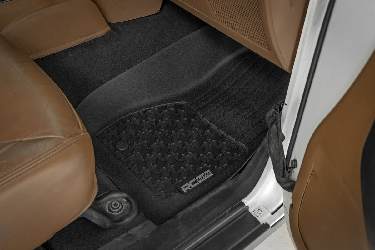 Floor Mats FR & RR 4 Door Jeep Wrangler Unlimited 4WD (2014-2018) Rough Country