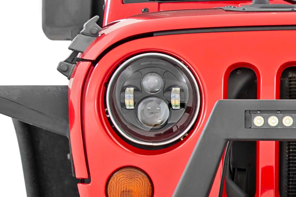 Jeep 7 Inch LED Projection Headlights Wrangler TJ, JK Rough Country