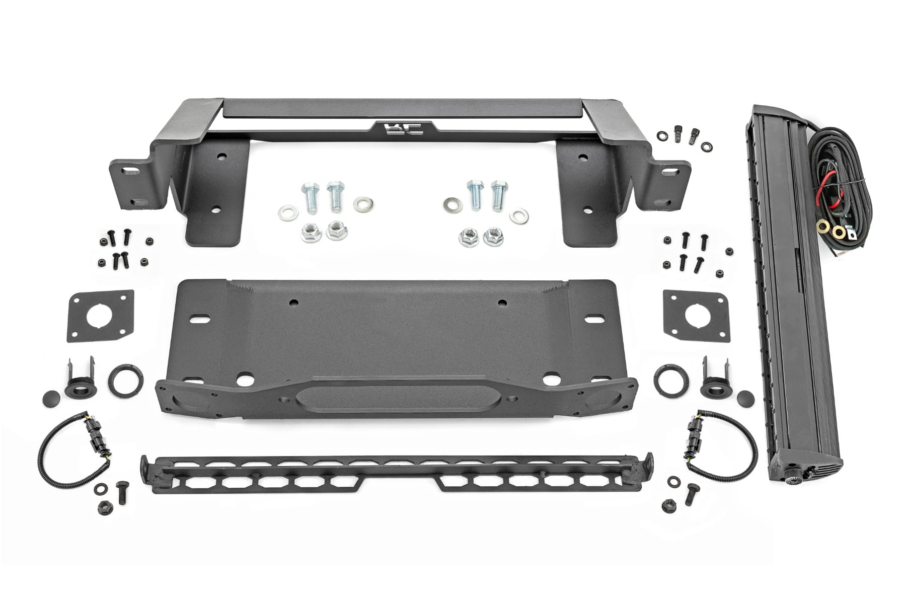 High Winch Mount | All Models | 20 Inch Black Single Row LED | DRL | Ford Bronco (21-26)