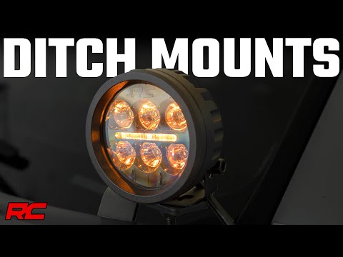 LED Light Kit Ditch Mount 2 Inch Black Pair Amber DRL Toyota Tacoma (16-23) Rough Country