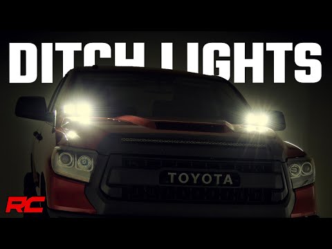 LED Light Kit Ditch Mount Dual 2 Inch Black Pairs Amber DRL Toyota Tundra (14-21) Rough Country