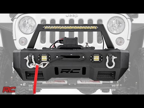 Jeep Front Stubby LED Winch Bumper w/Hoop Black Series JK, JL, Gladiator JT Rough Country