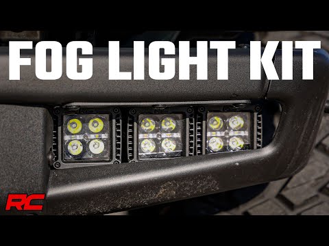 LED Light Kit Fog Mount Triple 2 Inch Black Pair Spot/Flood Ford Bronco (21-25) Rough Country
