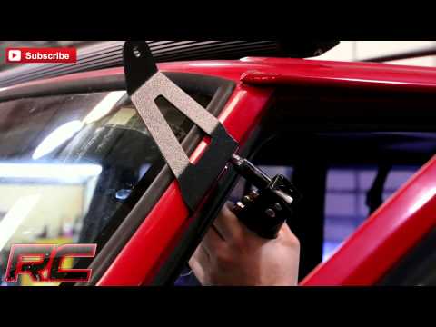 LED Light Kit Windshield Mount 50 Inch Black Single Row Jeep Cherokee XJ (84-01) Rough Country